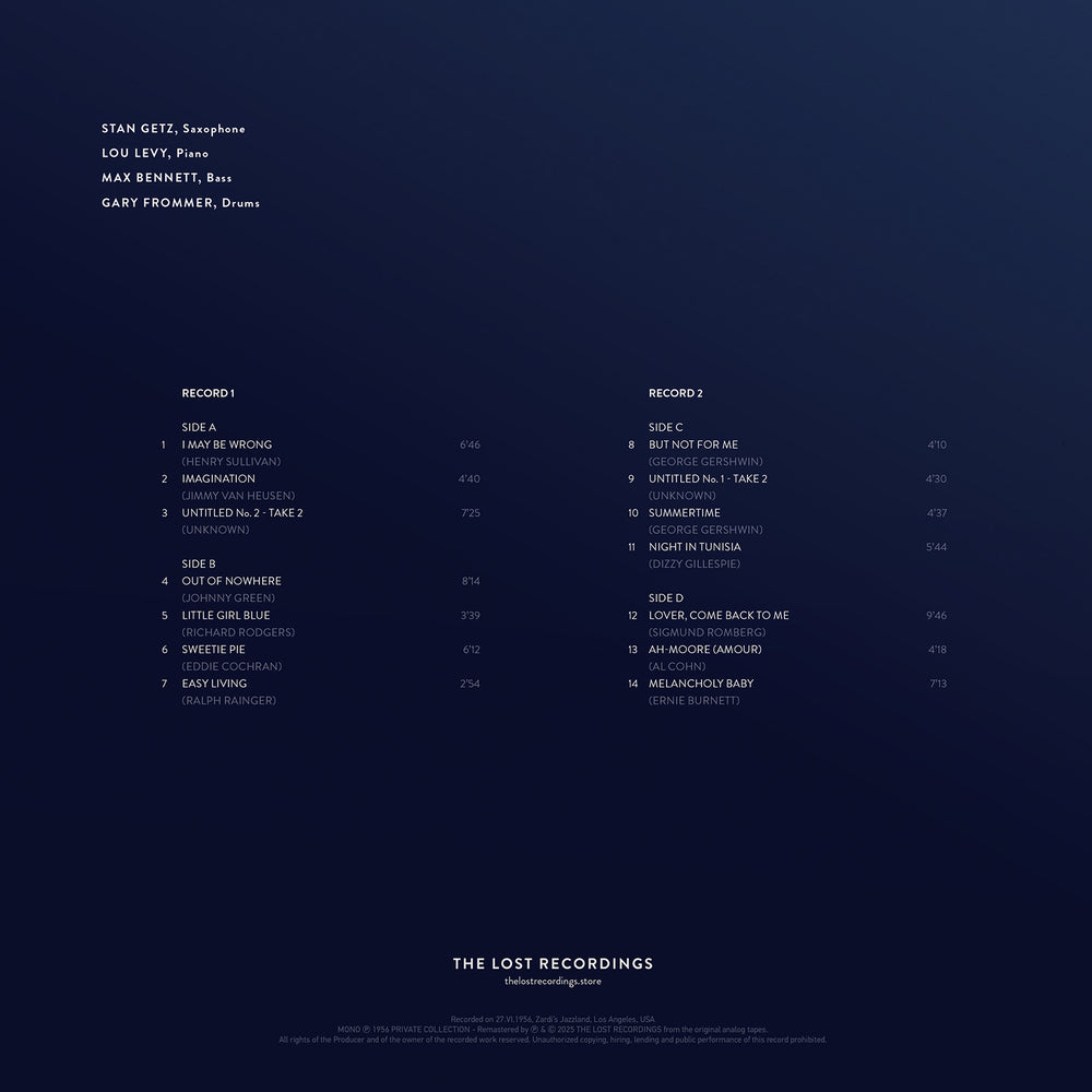 STAN GETZ - LIVE AT ZARDI'S 1956 VOL. II - DOUBLE VINYLE