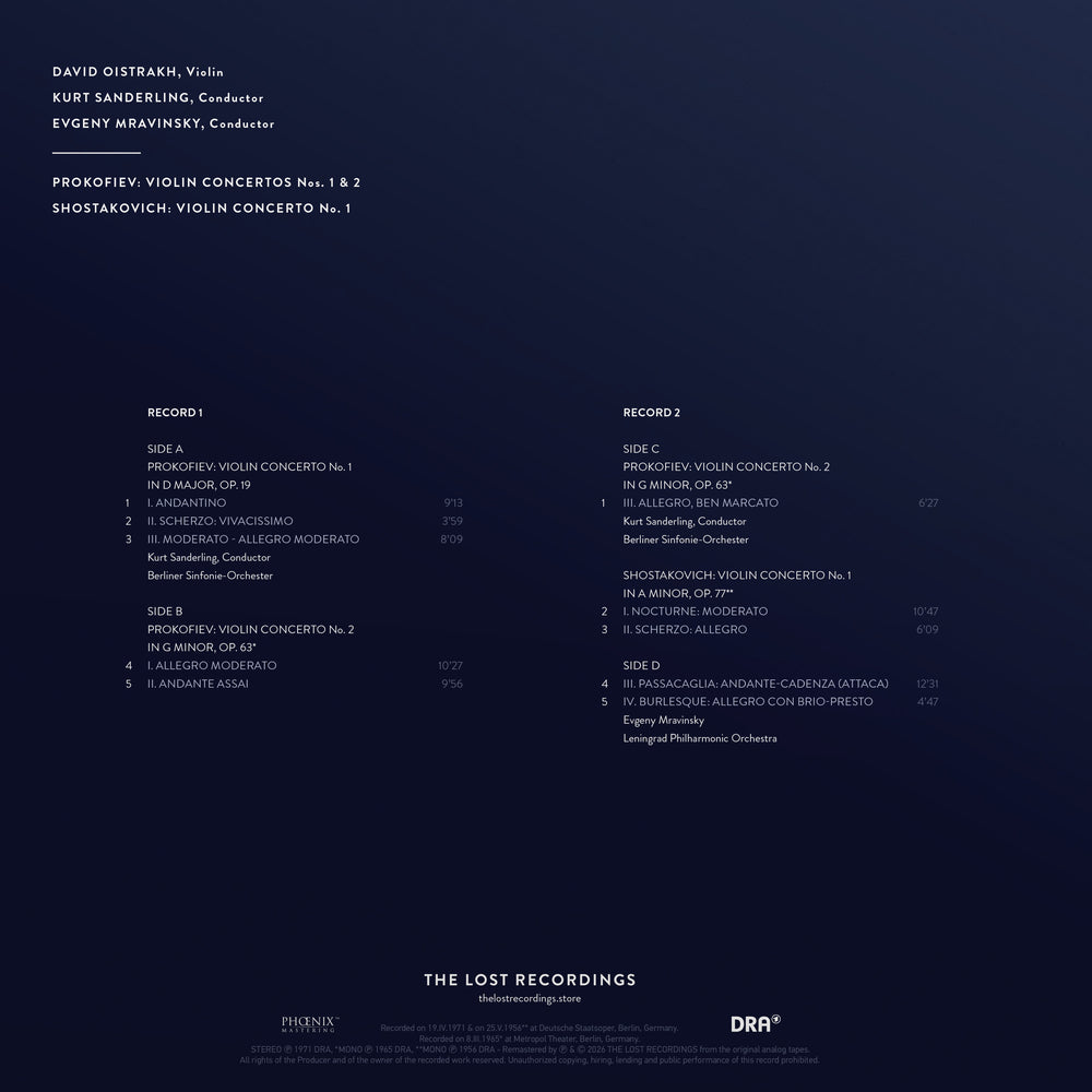 DAVID OISTRAKH - PROKOFIEV & SHOSTAKOVICH CONCERTOS - SAPPHIRE EDITION®